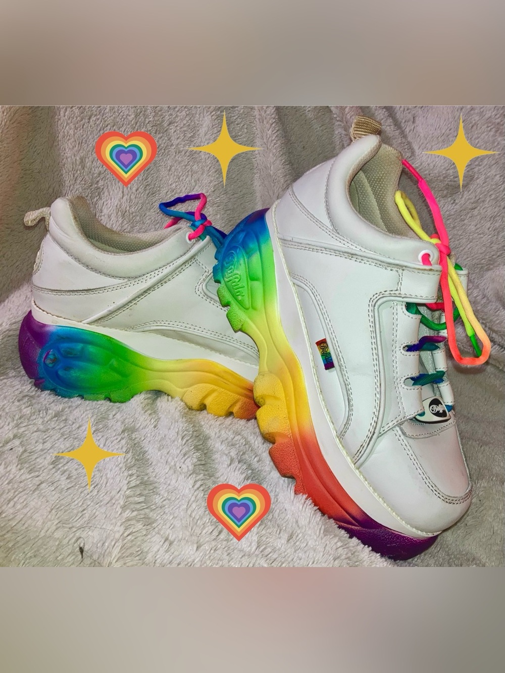 Dolls kill- Buffalo London rave rainbow platform sneakers